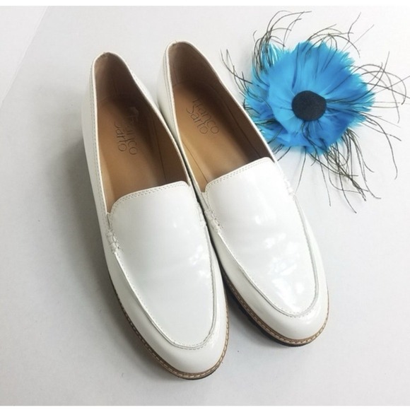 Franco Sarto White Slip Patent Leather On Back‎ Platform Shoes SIZE 7M Women's - Picture 1 of 7